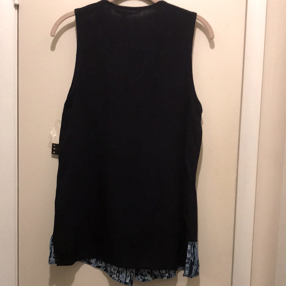 E) Studio JPR Stylish Size Medium Navy Blue Button Down Sleeveless Top - Picture 6 of 7